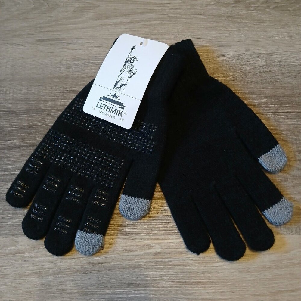 Lethmik Women's Non-Slip Touchscreen One Size Gloves Winter Warm Knit Wool Lined